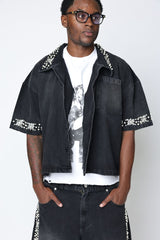 FRATERNAL - BLACK CONCRETE PEARL BUTTON UP