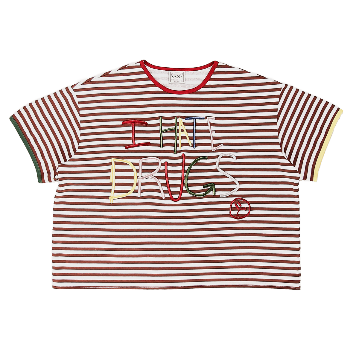 Syair Saihara - Brown “I Hate Drugs” Ringer Tee