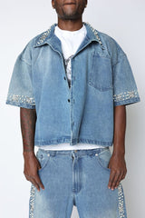 FRATERNAL - BLUE CONCRETE PEARL BUTTON UP