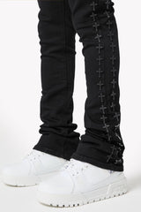 GUAPI - All Black Crosses Embellished Denim