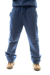 UNKNOWN- Garment-dyed heavyweight cotton fleece sweatpants- Blue