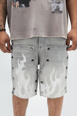PAPER MONEY - DUAL FLAMES SHORTS GREY
