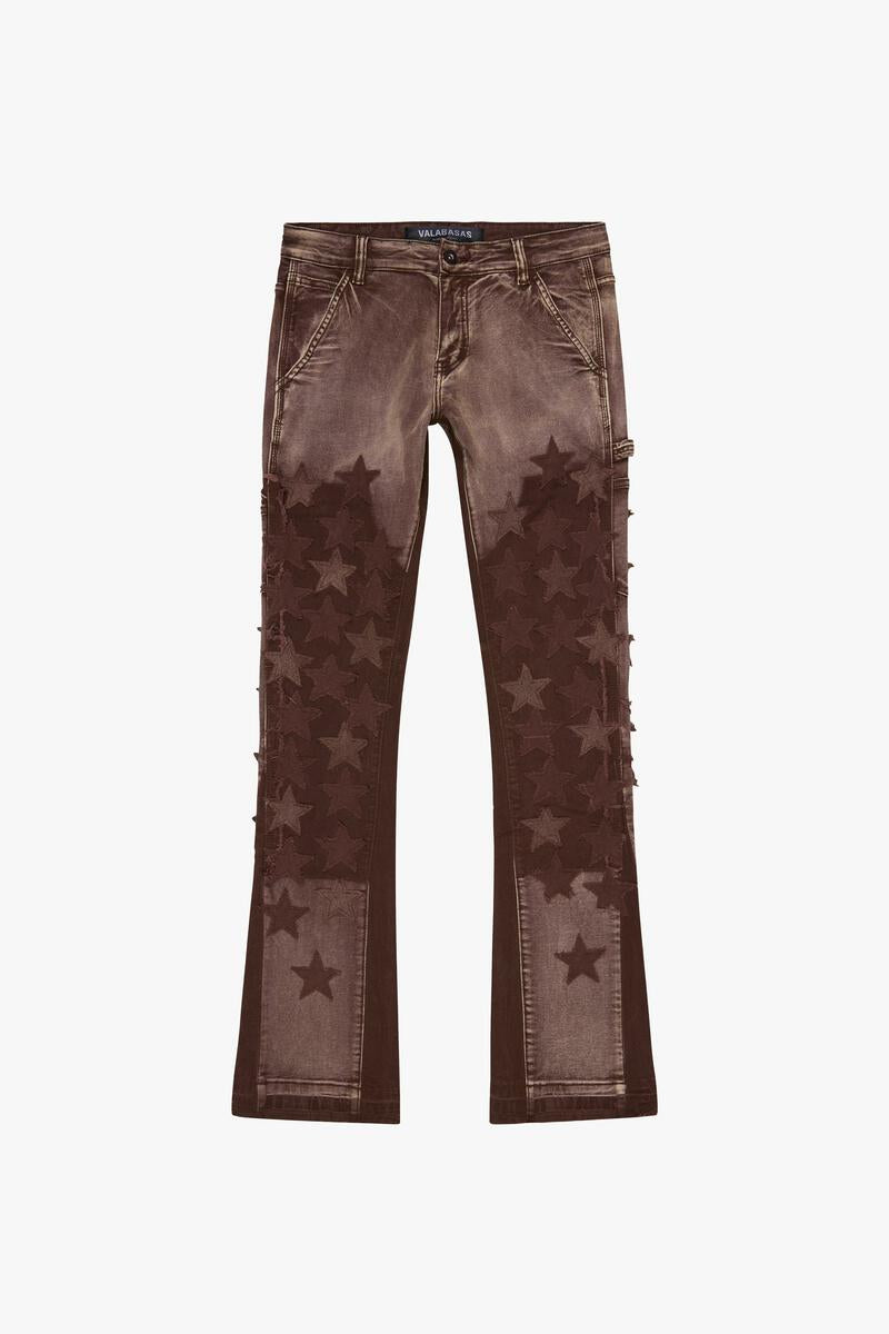 VALABASAS - "V-STARS” BROWN WASH STACKED FLARE JEAN