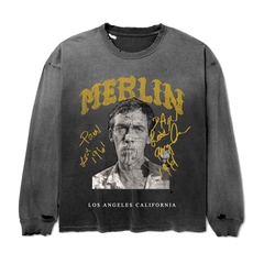 MERLINS FATHER - Charcoal Longsleeve Tee