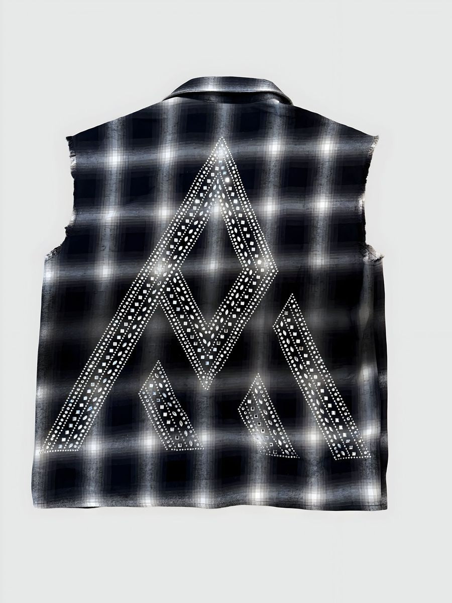PM - RHINESTONE FLANNEL - BLACK