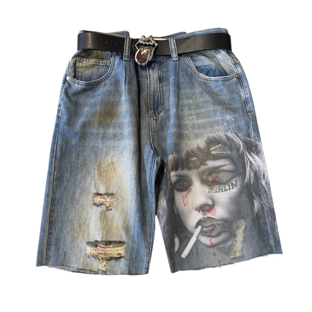 Merlin - Bloody Faces Jean Shorts