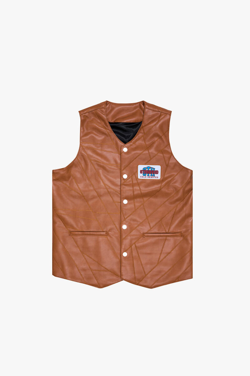 6THBRAND - HARLEY" LEATHER VEST - BROWN