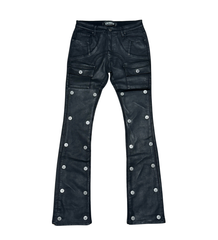 V DENIM - WAX COATED FLARE DENIM W/ DETACHABLE BUTTONS