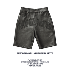 THNX- Triple Black Fauxo Leather Jorts