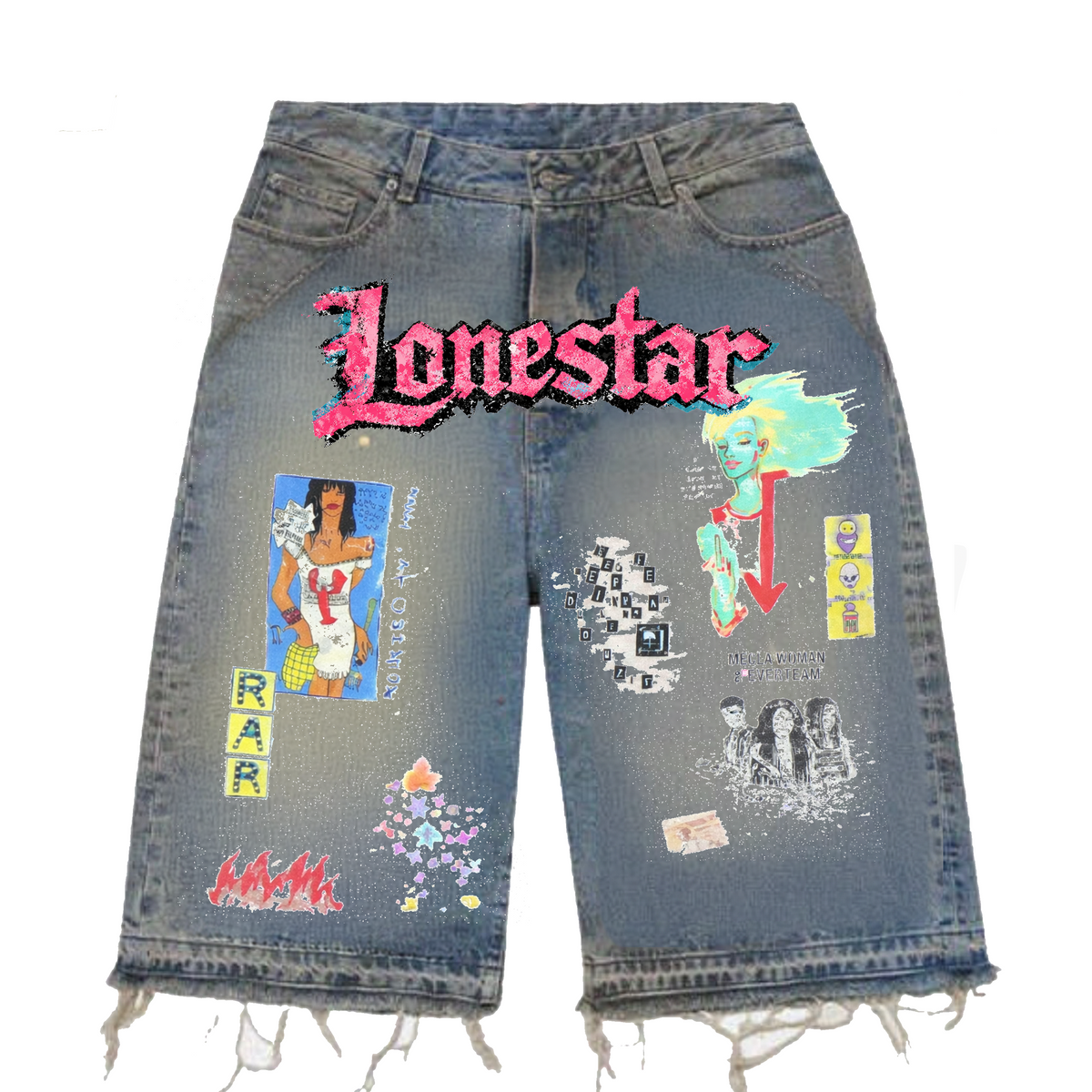 LONESTARPRJCT - BEAUTY IN CHAOS DENIM SHORTS