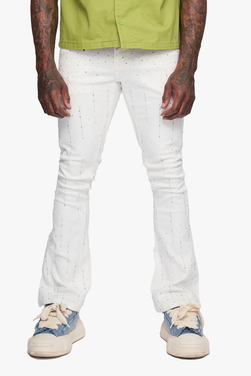 VALABASAS - HEATH" STACKED DENIM - WHITE