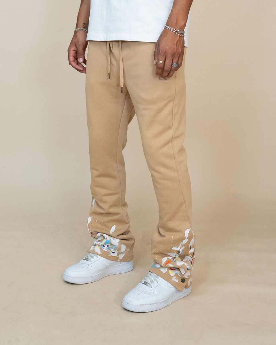 EPTM - PAINT SNAP FLARED JOGGER - TAN