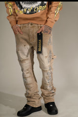 V DENIM - CARPENTER FLARE DENIM W/ RHINSTONE DETAILS
