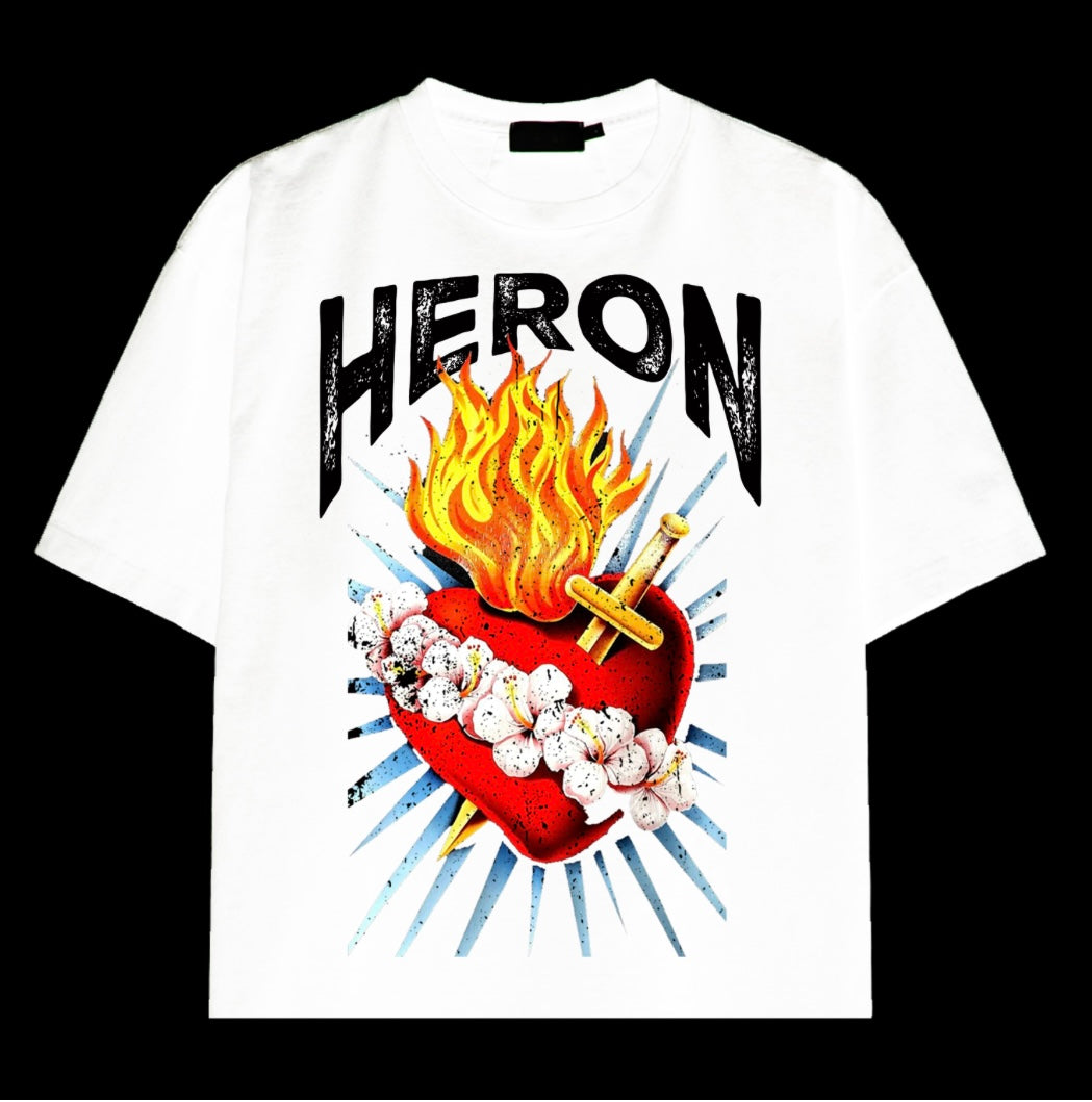 HERON COUTURE - SACRED HEART T-SHIRT (WHITE)