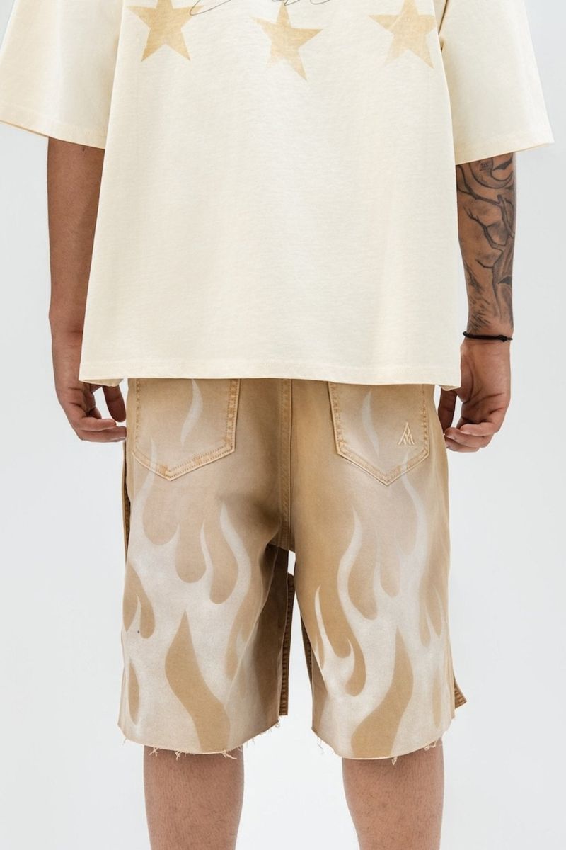 PAPER MONEY - DUAL FLAMES SHORTS TAN