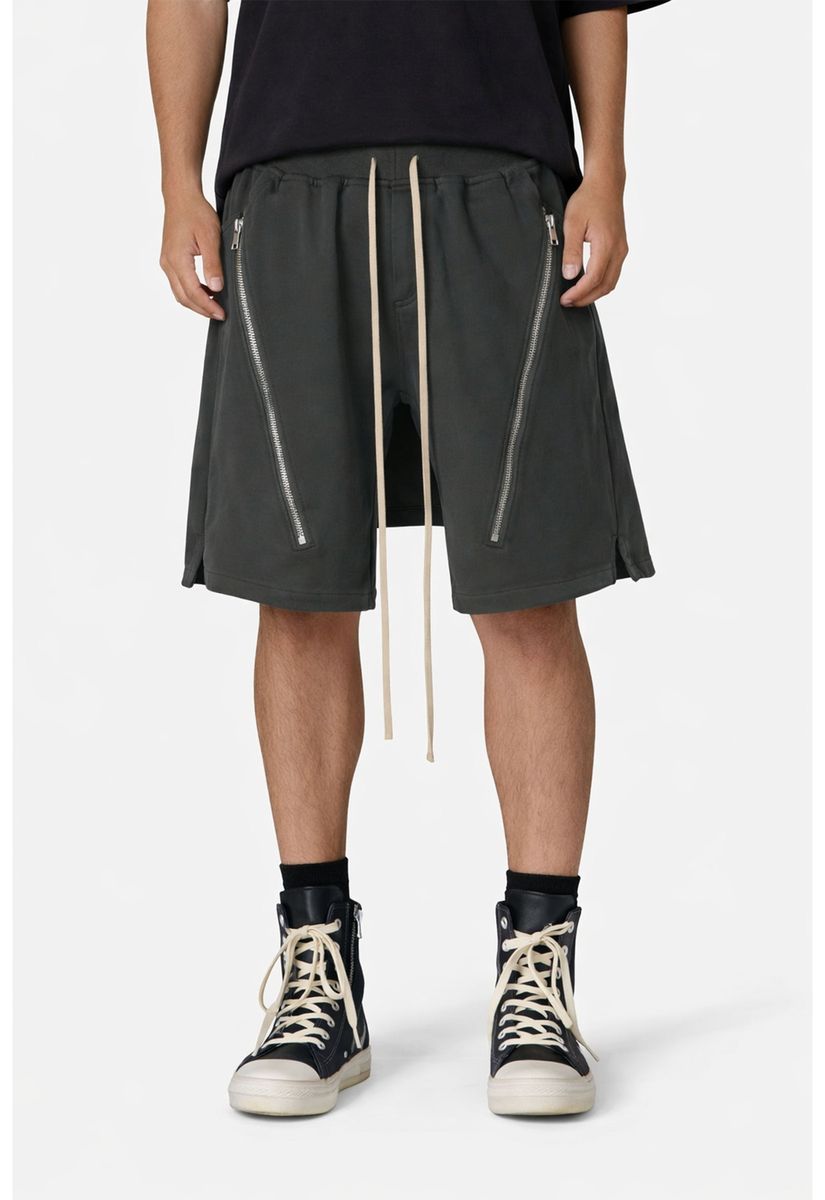 UNDEVELOPED - GREY ZIP DRAWSTRING CARGO SHORTS