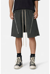 UNDEVELOPED - GREY ZIP DRAWSTRING CARGO SHORTS
