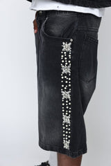 FRATERNAL - BLACK CONCRETE PEARL JORTS