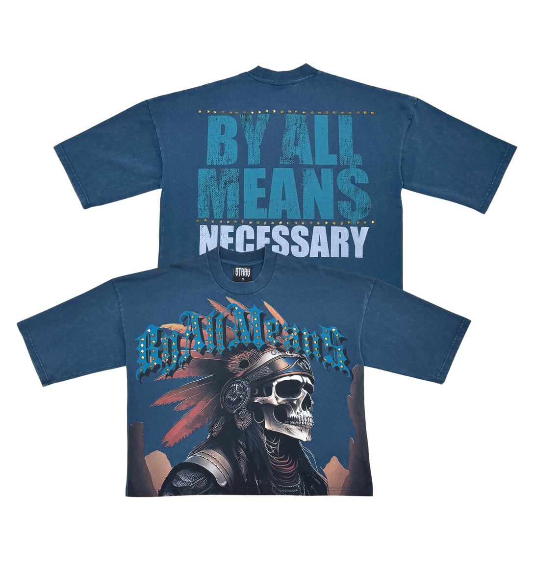 STRAY - Stray wide & crop fit sleeve tshirt - NAVY