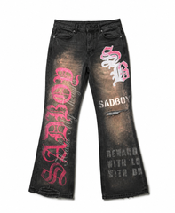 SAD BOY SAGA - Black Pink Painted Denmin