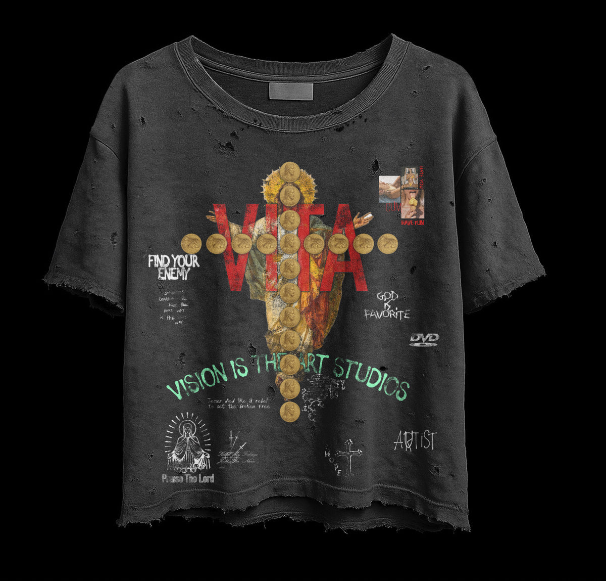 VISION IS THE ART - God's Favorite Black Tee
