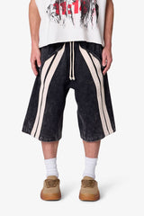 MNML - Ultra Baggy Stripe Twill Shorts - Black