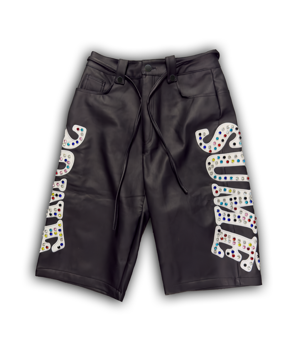 SUME - LEATHER GEMSTONE SHORTS