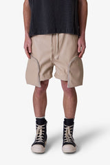 MNML - Leather Pocket Geo Shorts - Tan
