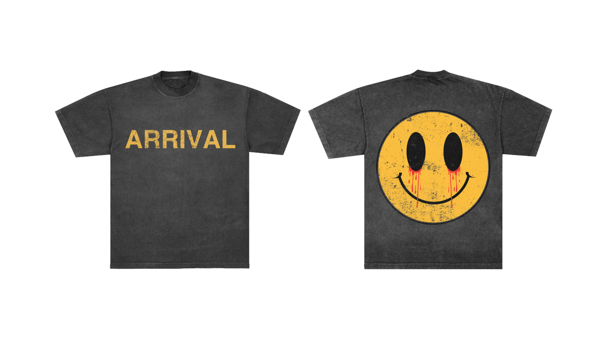 ARRIVAL - VINTAGE BLACK SMILEY TEE