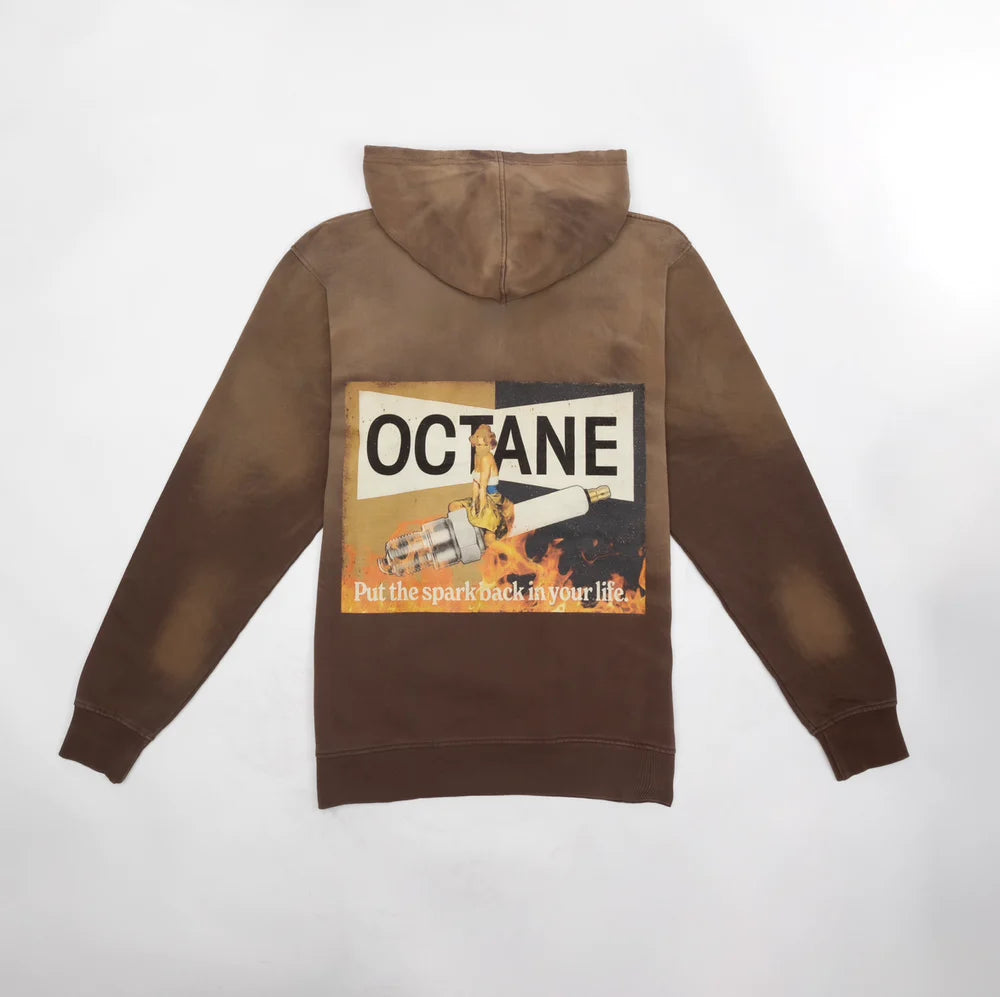 OCTANE SPARK PLUG PULLOVER HOODIE(WASHED BROWN)