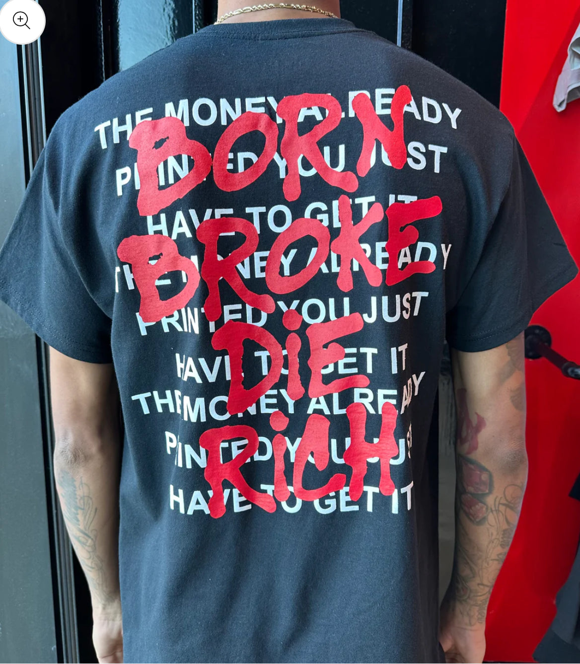 Born Broke Die Rich Print Money Black Shirt
