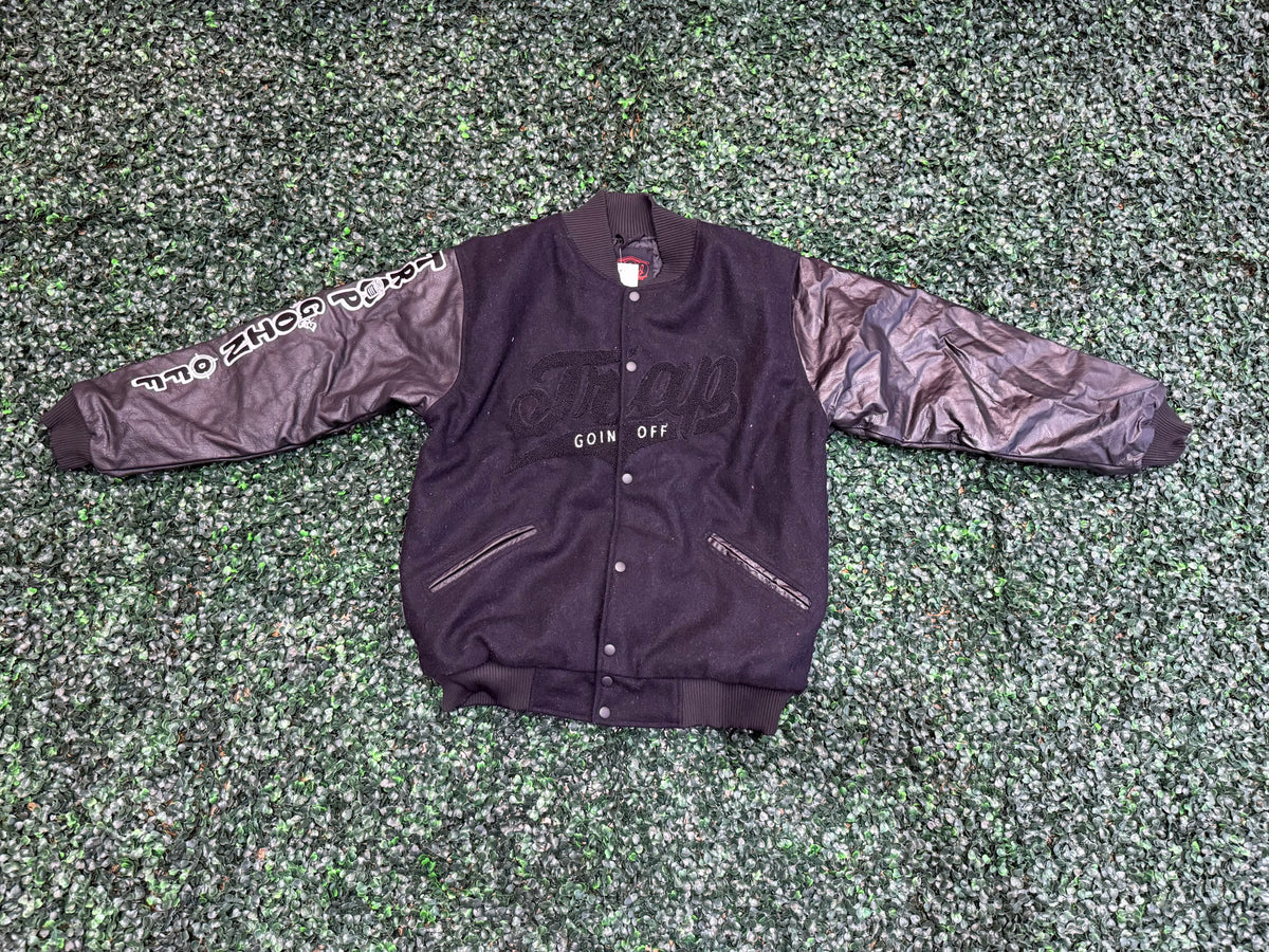 Trap Goin Off Black Letterman Jacket