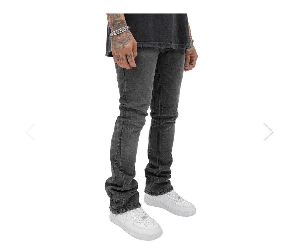 MINT CREW DENIM WASHED FLARES -  BASALT