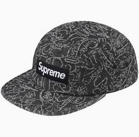 Supreme Handwriting Denim Camp Cap Black (CJ)