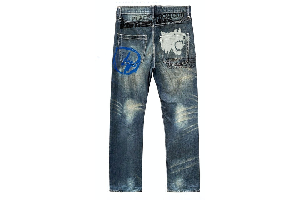 Travis Scott Cactus Jack For Fragment From Our Minds Denim Pant Washed Blue (KH)