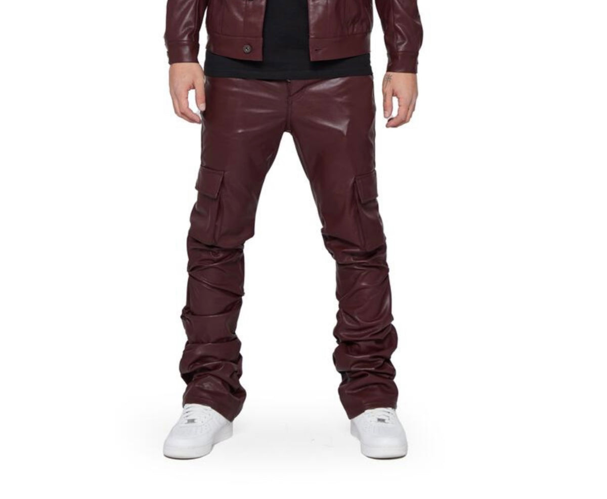 VALABASAS - "KNIGHT" PU LEATHER STACKED - DARK RED