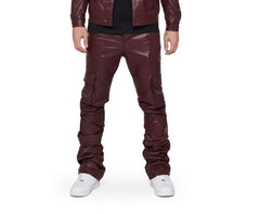 VALABASAS - "KNIGHT" PU LEATHER STACKED - DARK RED