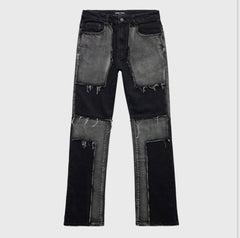 HOMME FEMME - Repaired Patchwork Denim Black