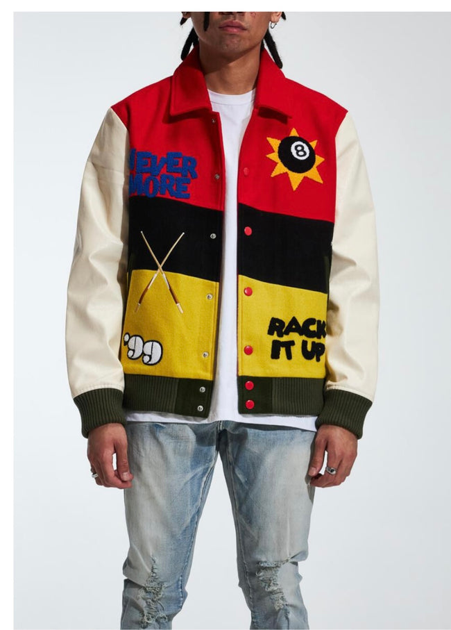 LIFTED ANCHORS -  "HOUSE PARTY" VARSITY JACKET - RED