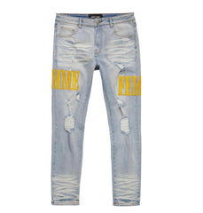 HOMME FEMME - Letterman Denim Blue with Yellow