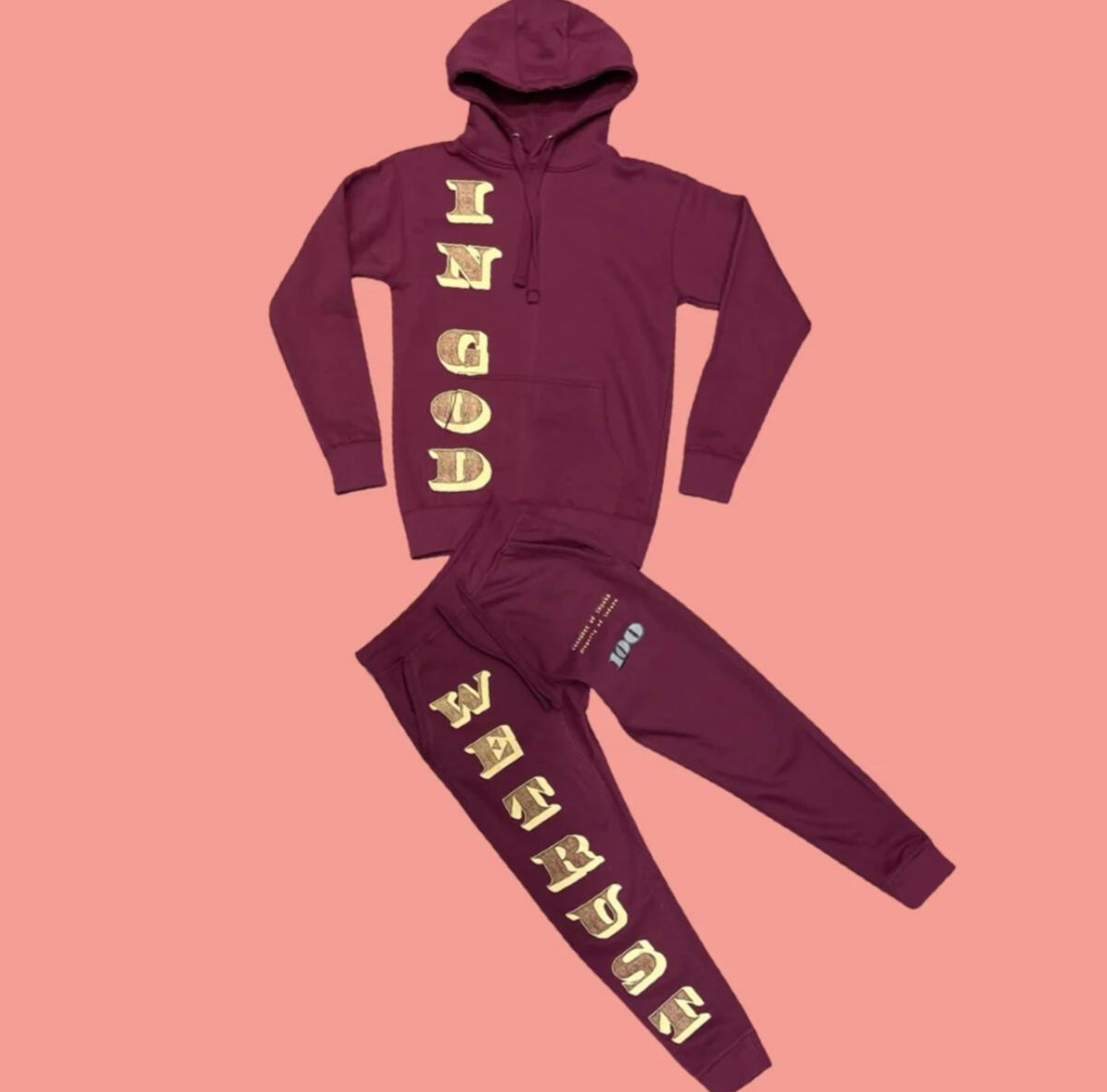 WE TRUST SWEATSUIT - BURGANDY