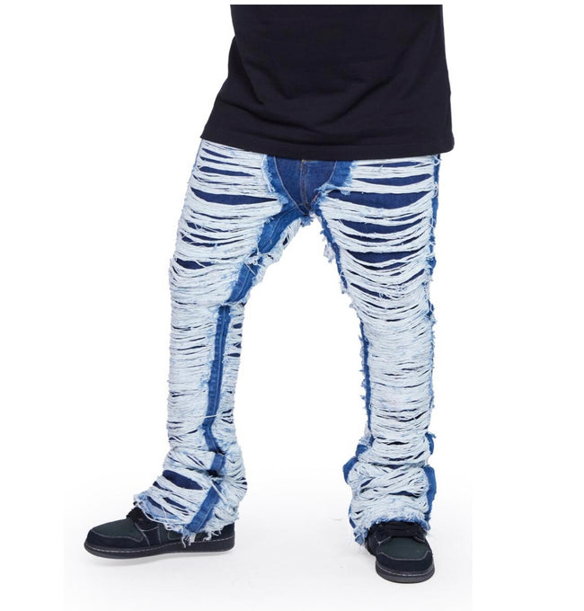 VALABASAS - "RAVAGED" DENIM STACKED - INDIGO