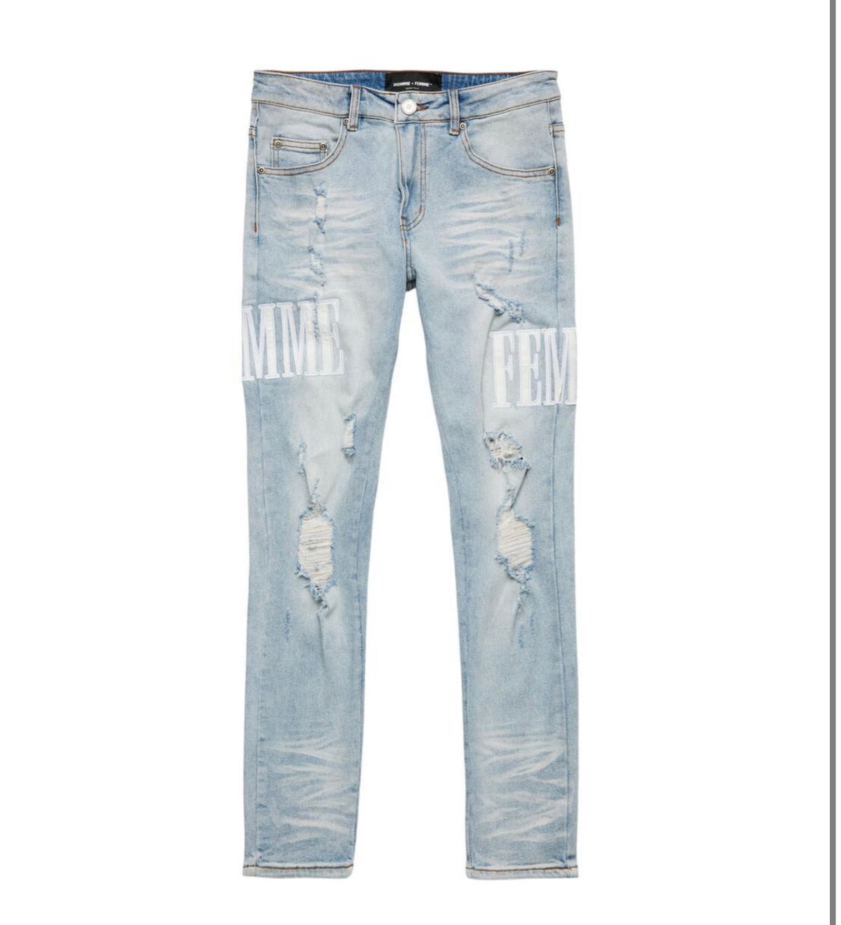 HOMME FEMME - Letterman Denim Blue and White