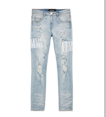 HOMME FEMME - Letterman Denim Blue and White