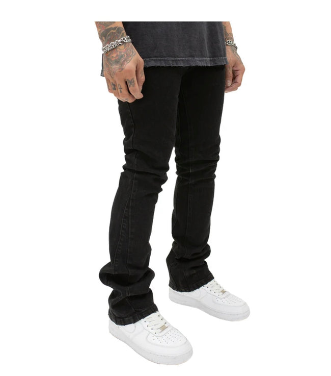 MINT CREW DENIM WASHED FLARES -  ONYX