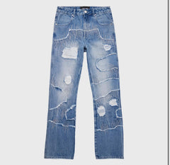 HOMME FEMME LA - Decayed Denim Jean Blue