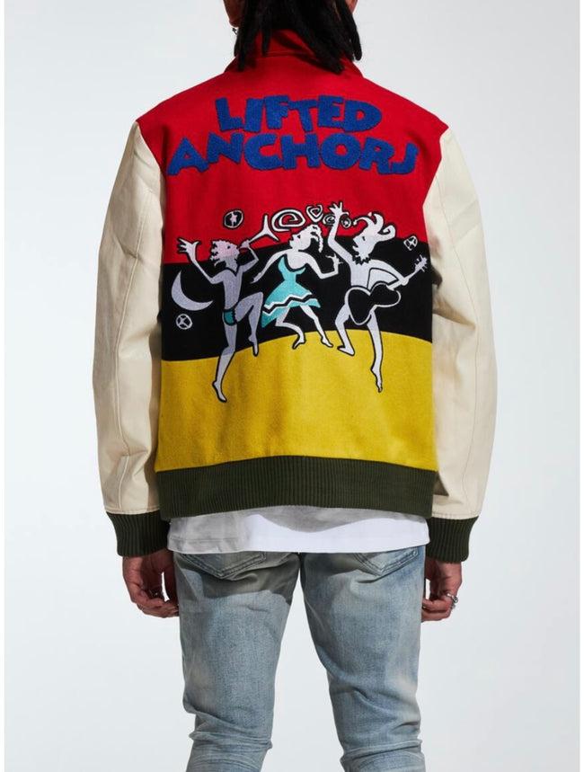 LIFTED ANCHORS -  "HOUSE PARTY" VARSITY JACKET - RED