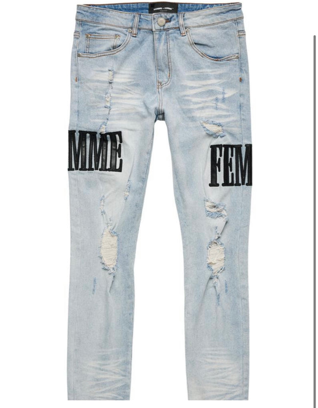 HOMME FEMME LA - Letterman Denim Blue With Black